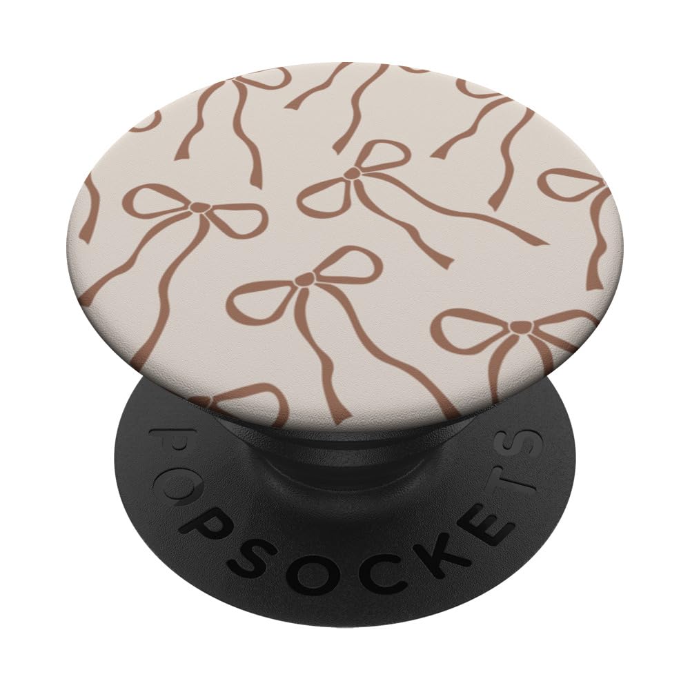 Aesthetic Orange Brown Ribbon Bow Mocha Mousse Color Bow PopSockets Adhesive PopGrip