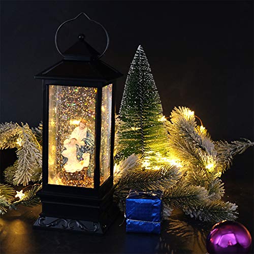 Image of Eldnacele Jesus Singing Snow Globe Lantern with 6 Hour Timer | Battery Operated USB Powered, Spinning Water Swirling Glitter Snow Globe Lamp, Holiday Indoor Decoration Christmas Gift