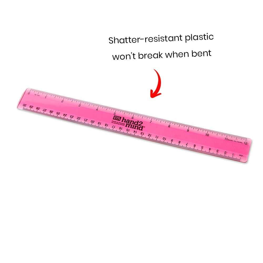 hand2mind 10 Pack 12″ Clear Plastic Shatterproof Ruler - BigaMart