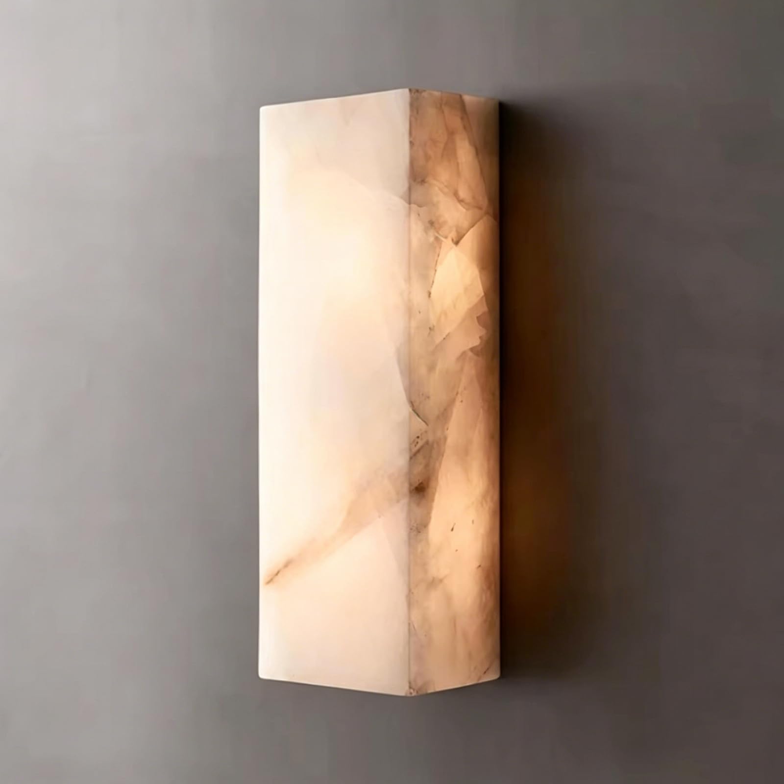 Granestner Alabaster Wall Sconces - Modern Marble Vanity Light, Rectangle Design for Bathroom, Living Room, Bedroom, Hallway, and Stairs - Warm Ambient Lighting (23.6 inches)