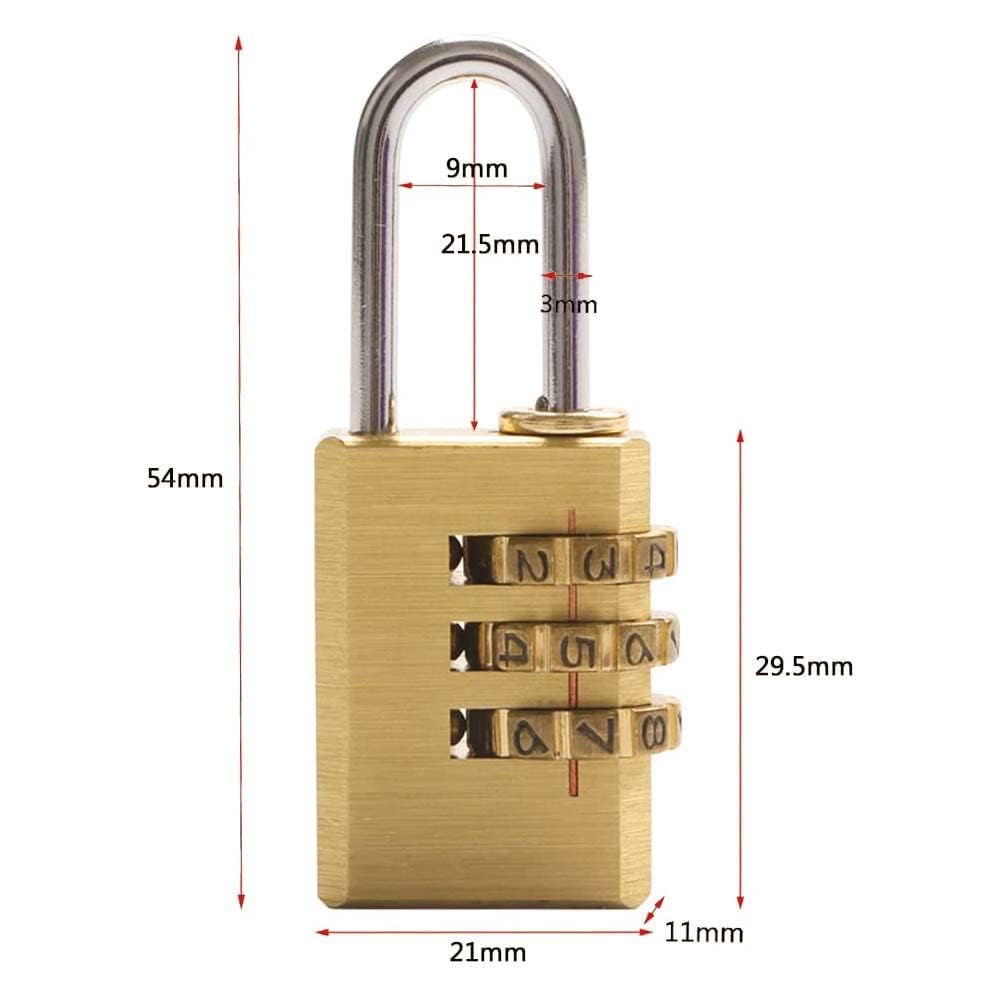 VIVITO 3-Digit Combination Lock for Security - Waterproof Brass Padlock for Luggage, Tool Box, Garden Fence, Locker, Gym, Gate etc.. (Pack of 1) 1