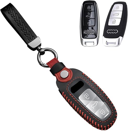 Miniatura 6 de SANRILY Funda de cuero hecha a mano para llavero Audi A3 A6 A7 2022 S3 S8 2023 A8 S3 E-Tron Q8 sin llave Samrt con llavero marrón