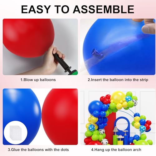 Image of YMSZ Cow Print Balloons Arch Kit, 134pcs Red Blue Yellow Green Balloons with Cow Print Balloons for Boys Girls Birthday Baby Shower Party Decorations