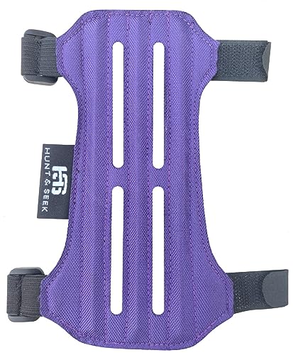 Brassard de tir à l'arc Hunt & Seek anti-frottement avec sangles en daim violettes