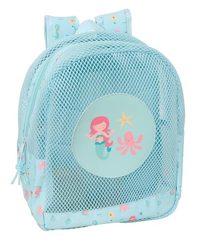 SAFTA SIRENA - Mochila Infantil de Playa, Anti Arena, con Asas, Fácil Limpieza, Ideal para Niños de Diferentes Edades, Cómoda y Versátil, 32x12x38 cm