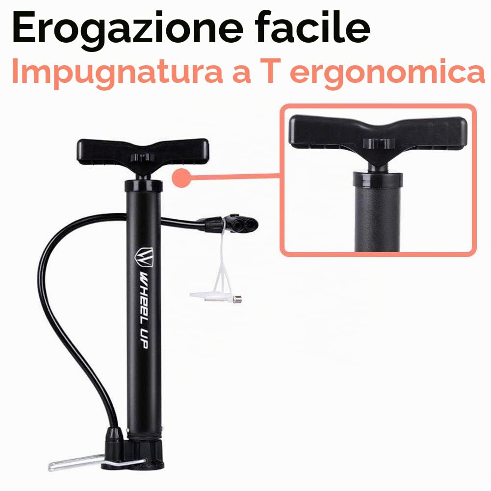 Letton Pompa da pavimento portatile per bicicletta 8 bar valvole Presta Schrader ago multifunzione