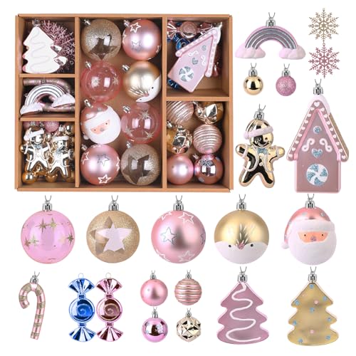 Alupssuc 65 Stück Weihnachtskugeln Weihnachtsdeko Set, 4-14 cm...