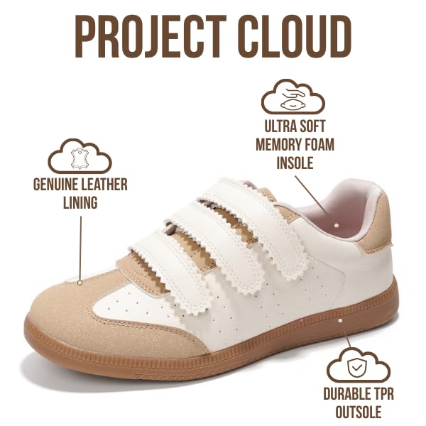 Project Cloud Sneakers for Women – Stylish & Comfortable Women's Fashion Sneakers with Memory Foam Insole – Lightweight Vegan Leather Womens Shoes – Fashion Shoes for Women 2025 (Ysabelle,Nude,11)2