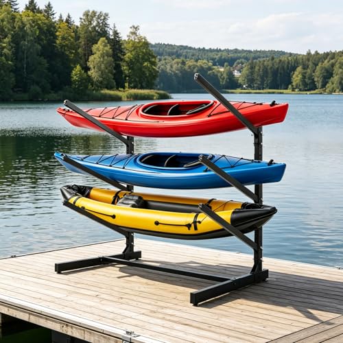 LAJIAOZ Rangement Kayak 3 Niveaux 300 lbs Acier Garage Extérieur