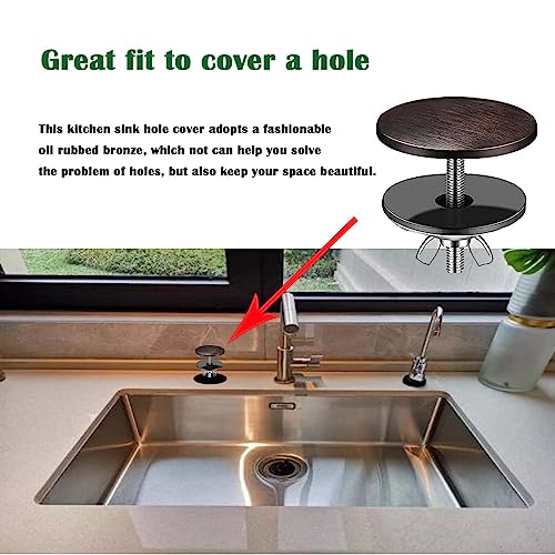 Sink Hole Cover,2 Inch Stainless Steel Kitchen Sink Hole Cap,Faucet Hole Cover Leakproof Hole Plate Stopper Cover for Sink Tap Hole Plug (Bronze) - Image 4