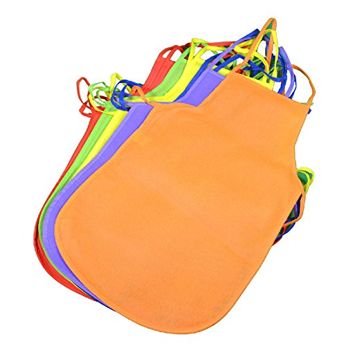 Deco4Fun Set of 12 Assorted Bright Color Children's Aprons Smocks - CHOOSE YOUR QUANTITY - for Kitchen Chef Classroom Painting Cooking Baking Science Kids Party Community Events Arts Crafts Daycare