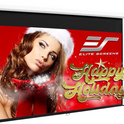 Image of Elite Screens Manual B, 100-INCH Manual Pull Down Projector Screen Diagonal 16:9 Diag 4K 8K 3D Ultra HDR HD Ready Home Theater Movie Office Presentation, M100H