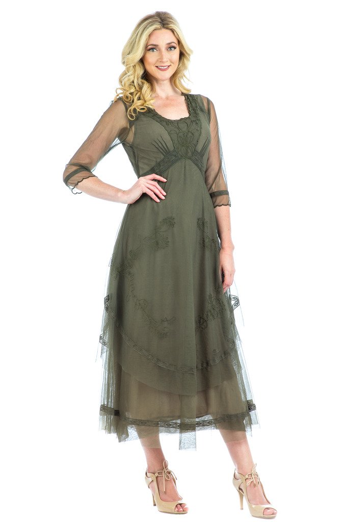Women's Samantha True Romance Vintage Style Party Dress in Olive