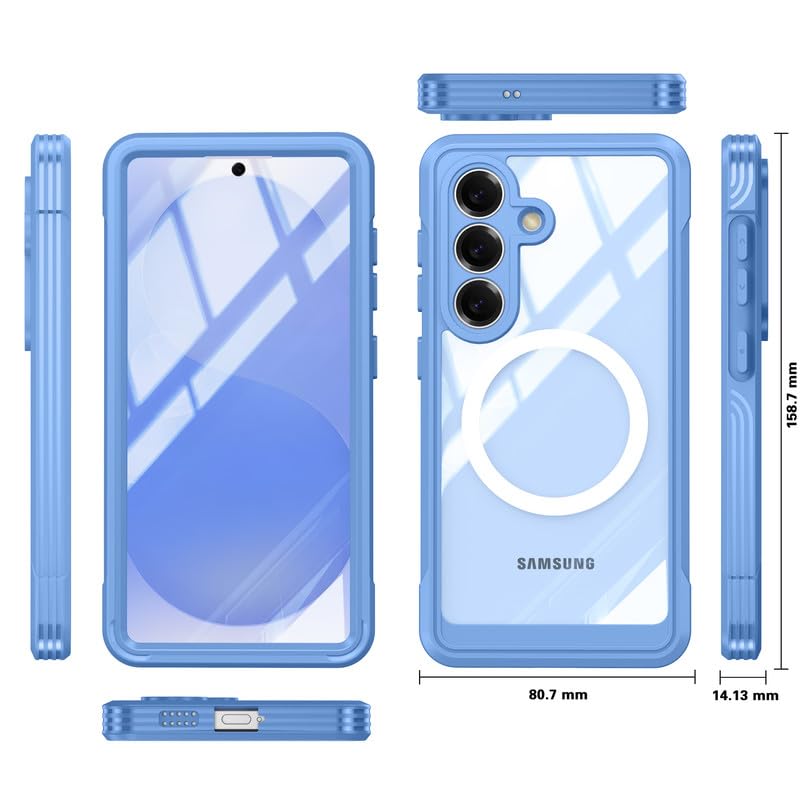 Image of LuxuryKase Shockproof Front & Back Cover for Samsung Galaxy S26 Plus with Full Body Protection | Strong Grip | Camera & Screen Guard | Wireless Charging Support | Durable TPU+PC Design - Blue