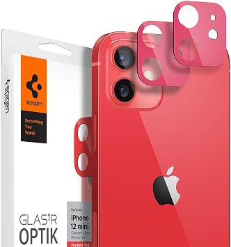 Spigen iPhone 12 mini ile Uyumlu Kamera Lens Koruyucu Cam Glas.tR Optik 2 Adet Product Red - AGL02464