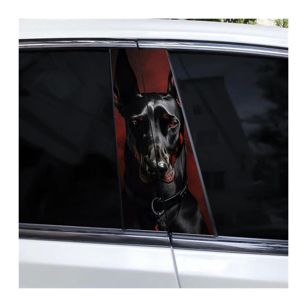 Decorative Items 2pcs Dobermann Shepherd Dog DIY Car Door Pillar Vinyl Decal Covering Scratched(O)