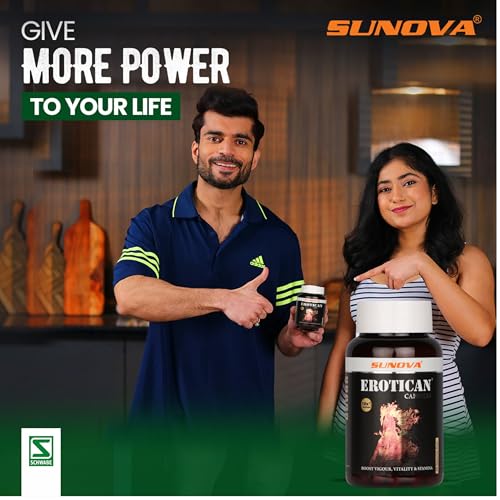 Image of SUNOVA EROTICAN Caspules - Shudh Shilajit, Aswagandha, Gokshura,Bala and Kaunch for Strength, Performance & Muscle building - 600 MG - Pack of 1