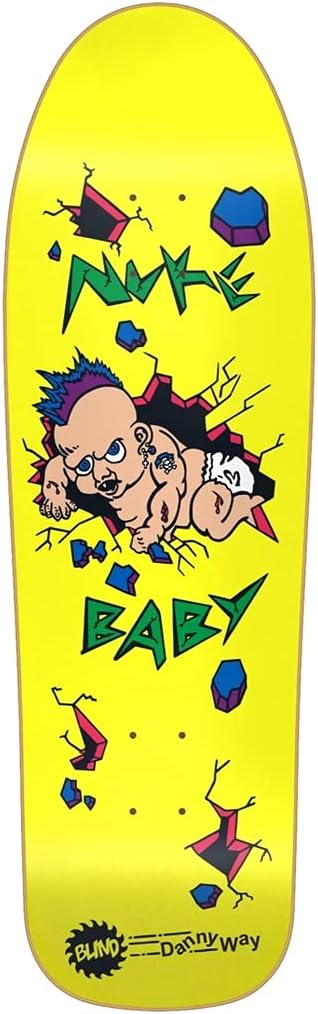 Yellow 9.7" Blind Skateboard Deck with Nuke Baby Graphic