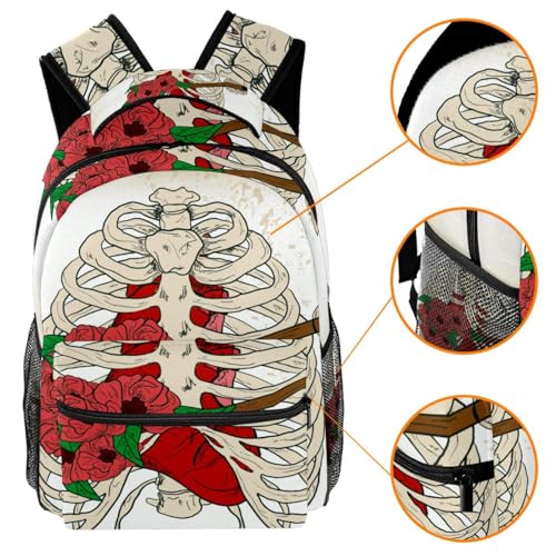 Sac à dos de voyage décontracté imprimé fleurs pour le lycée - 3