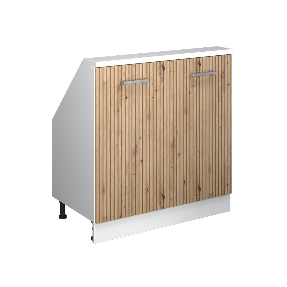 Vicco Kitchen cabinet for sloping roofs "Raul", Artisan oak/White 80 cm — image 1