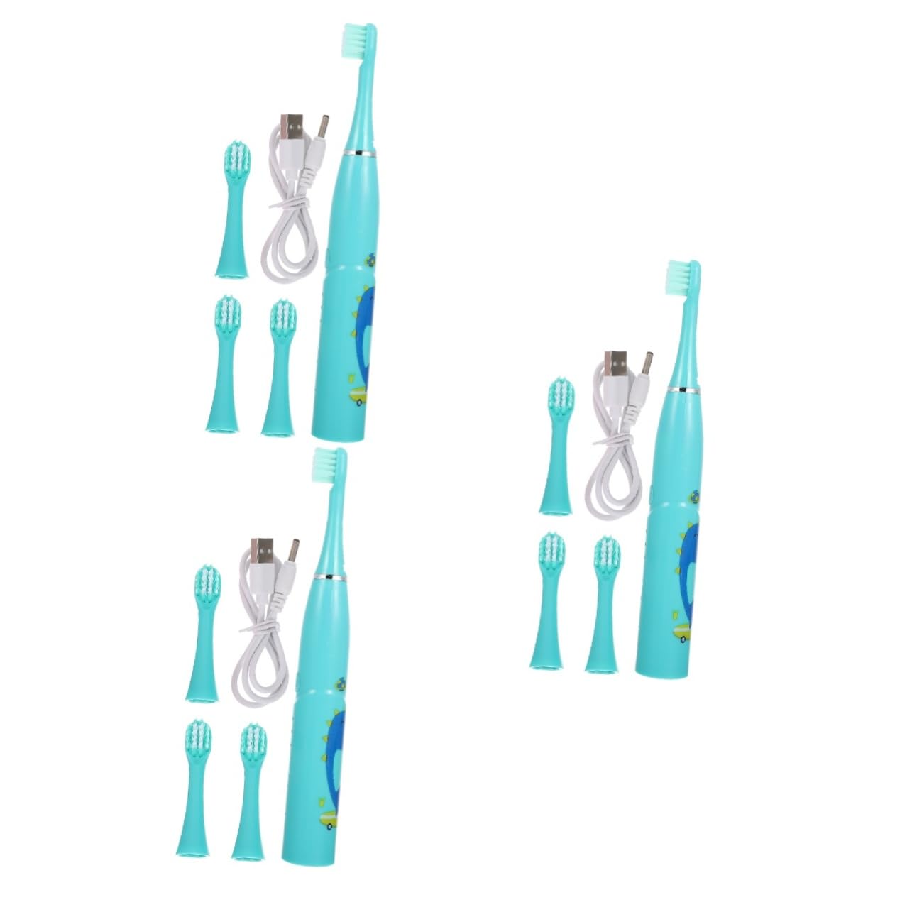 FRCOLOR 3 Set Di Spazzolini Elettrici Per Ragazzi E Ragazze Con Materiale in Microfibra Adatti A Ragazzi E Ragazze
