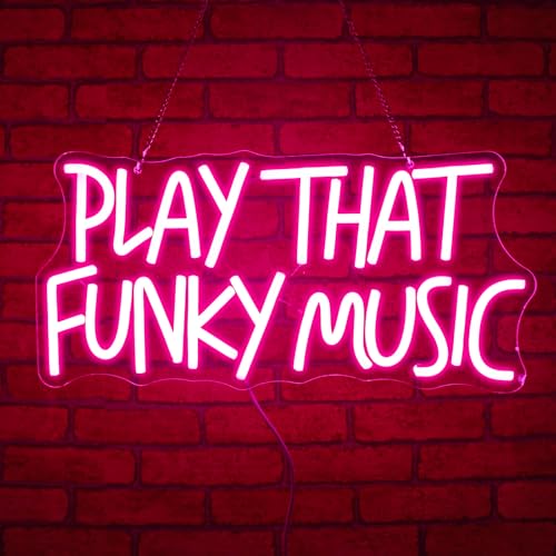 Image of Funky Music Neon Sign, JGHTURIE Neon Signs for Wall Decor Pink Light up LED Signs for Bedroom Party Bar Club Decoration USB Powered
