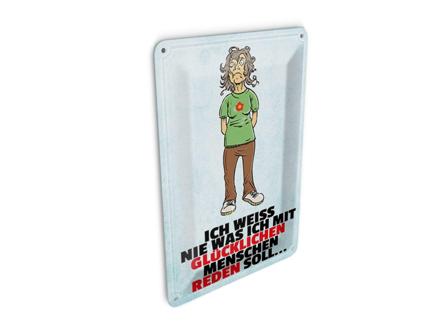 Femer Girls Multicoloured Tin Postcard Saying 10 X 14 Cm White Never Was Ich With Happy Decorative Sign