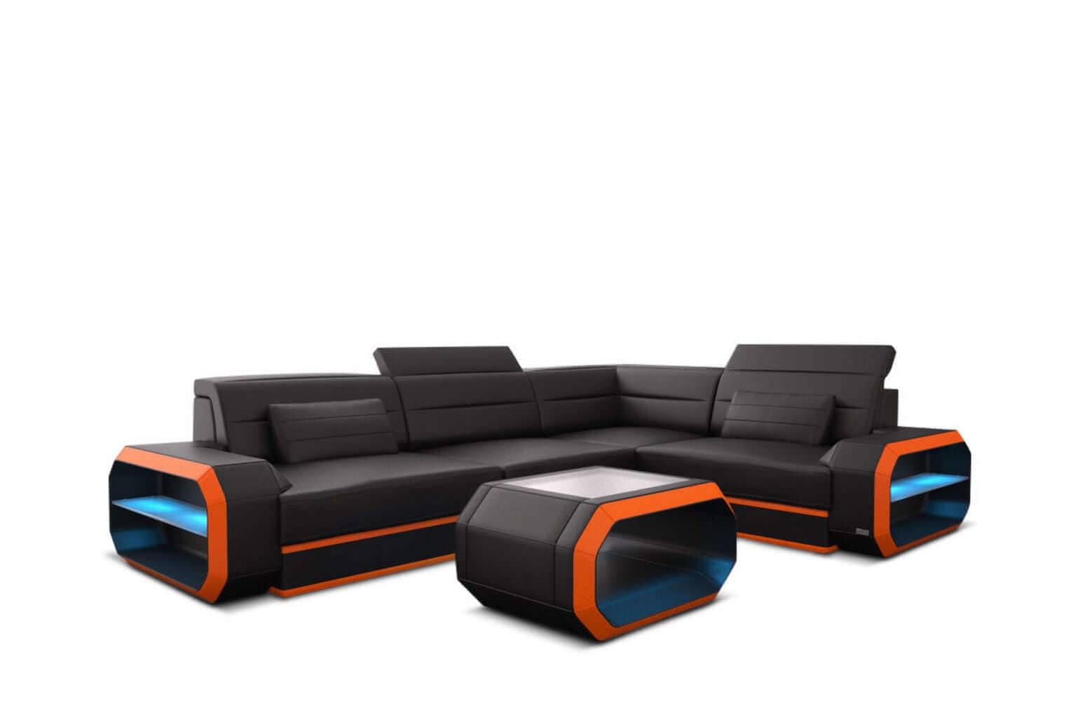 Mini Ledercouch Verona L Form mit LED – Modern und Bequem