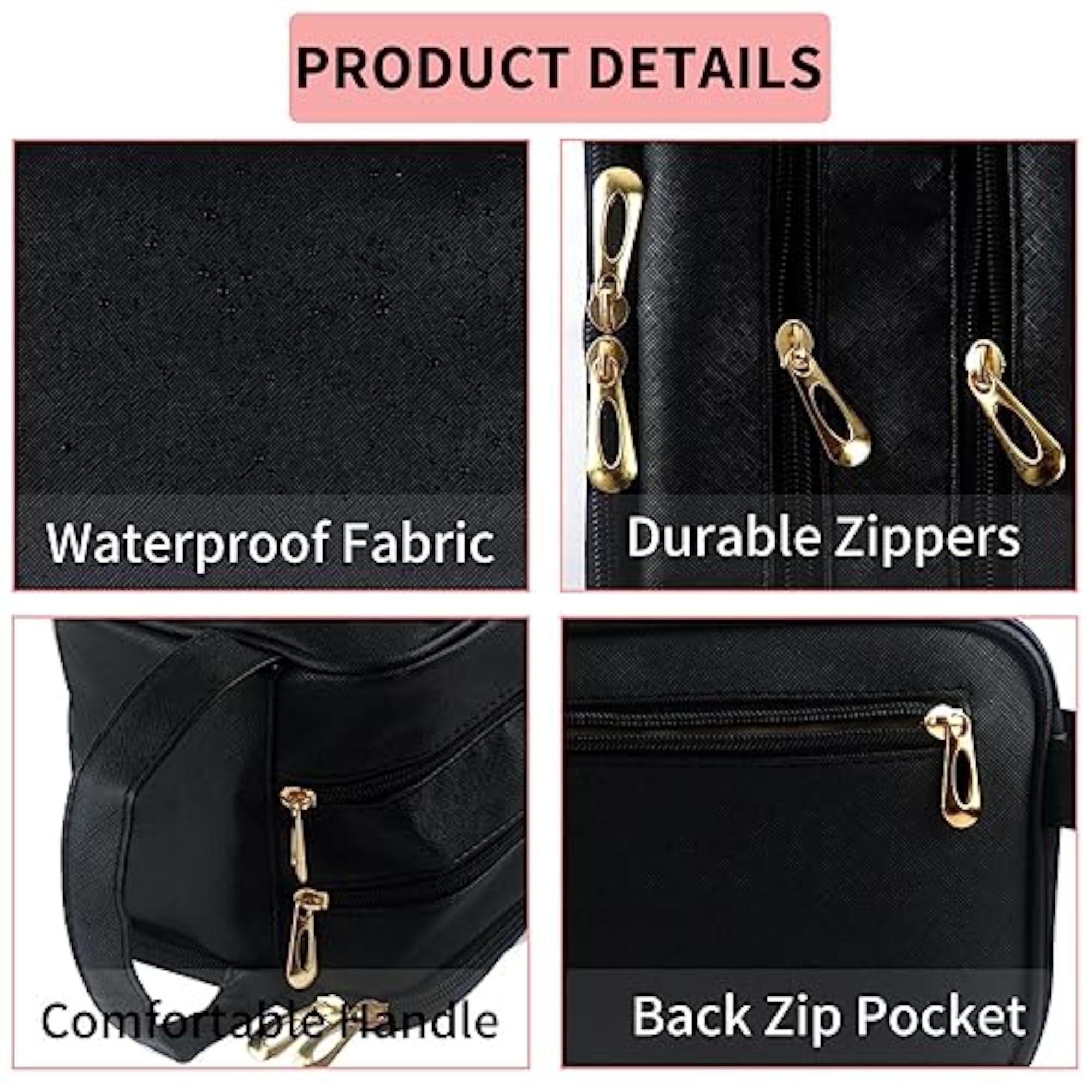 Waterproof Zippered Makeup Cosmetic Bag for Travel
