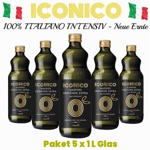 ICONICO INTENSIV 5 Liter 100% Italiano Natives Olivenöl EXTRA aus Apulien - 5x1 Liter