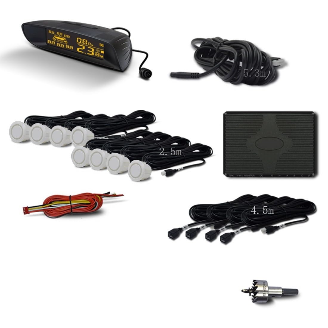 Avisador Marcha sensores 8 sensores aparcamiento para coche Radar marcha atrás Kit de asistente delantero y trasero, pitido de detección automática de distancia Parktronic
