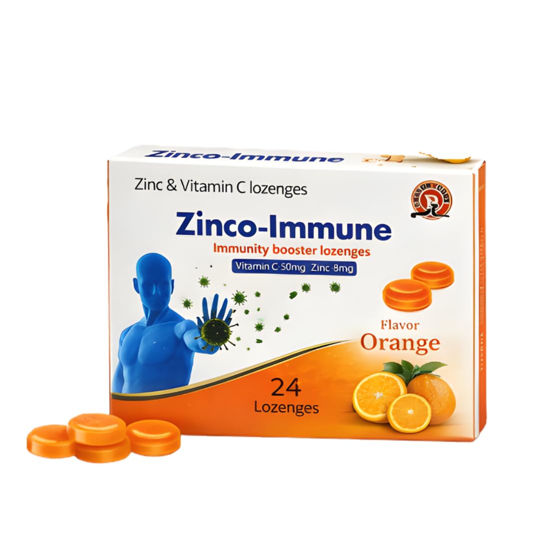 Zinc & Vitamin C Lozenges 50mg + 8mg | Immunity Booster Tablets | Orange Flavor | Antioxidant Support | 24 Lozenges each (Pack of 2)-image-1