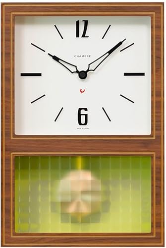 Miniatura 10 de Reloj de pared con péndulo, reloj de escritorio japonés hecho a mano con madera maciza de haya, roble y nogal, sin tictac, funciona con pilas,
