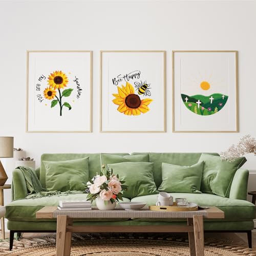 Image of Louise Maelys Embroidery Kits for Beginners,Cross Stitch Kit for Adults,DIY Needlepoint with Bee Sunflower Pattern-Bee Happy