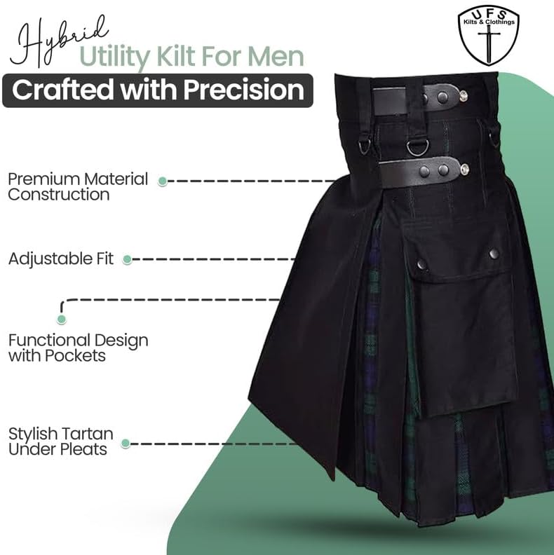 UFS Kilts- Utility Kilt for Men Cotton & Tartan Size 30-66'' - Image 3