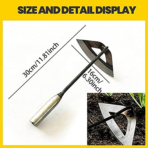 Hoe Garden Hand Tool, 11.8 Inch Heavy Duty Gardening Weed Puller Tool, All-Steel Hardened Hollow Hoe, Sharp Durable Gardening Gifts For Traditional Steel Quenching Forging Process (Black) #TOP6