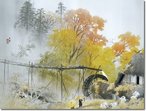 掛け軸　川合玉堂「時雨」 川合玉堂『驟雨』掛軸 : アートの友社 川合玉堂『驟雨』掛軸