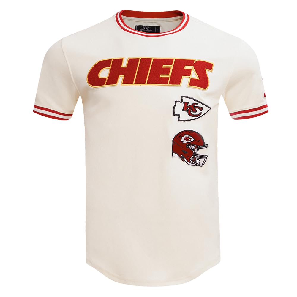 Pro Standard Men's NFL Kansas City Chiefs Retro Classics Short Sleeve Tee, Eggshell/Red, S, Model F-RETROCLASS-M10062