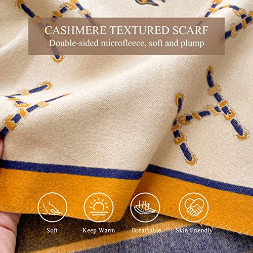 Winter Scarf Cashmere Shawl Women Retro Horse Letter Pattern Warm Pashmina Scarves With Tassel Soft Long Wrap Stole3