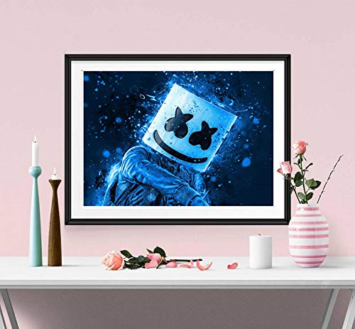 DJ Marshmello Neon Blue A4 Wall Poster + Free Bonus Poster by 2517