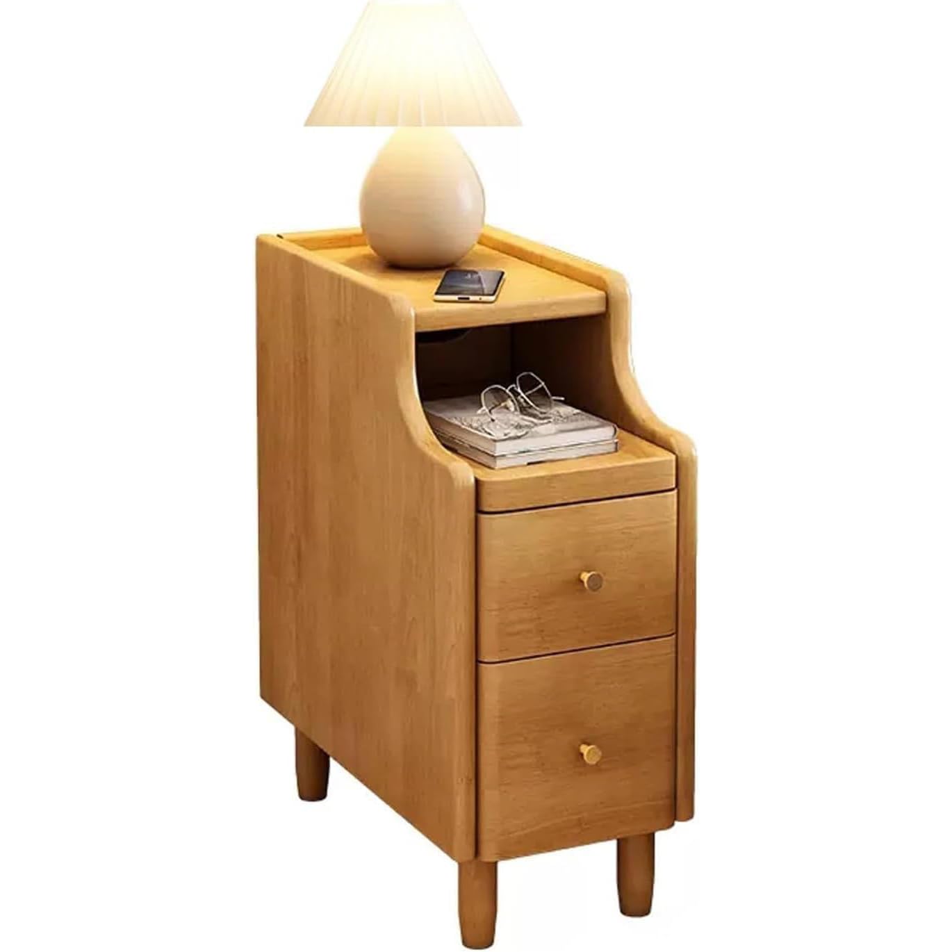 DLLDQBD Bedside Chest Narrow Nightstand Tall Narrow Bedside Table With Drawers Tall Bedside Cabinet Set Bedroom Side Table End Tables(Size:30x40x50cm(12x16x20inch),Color:Natural)
