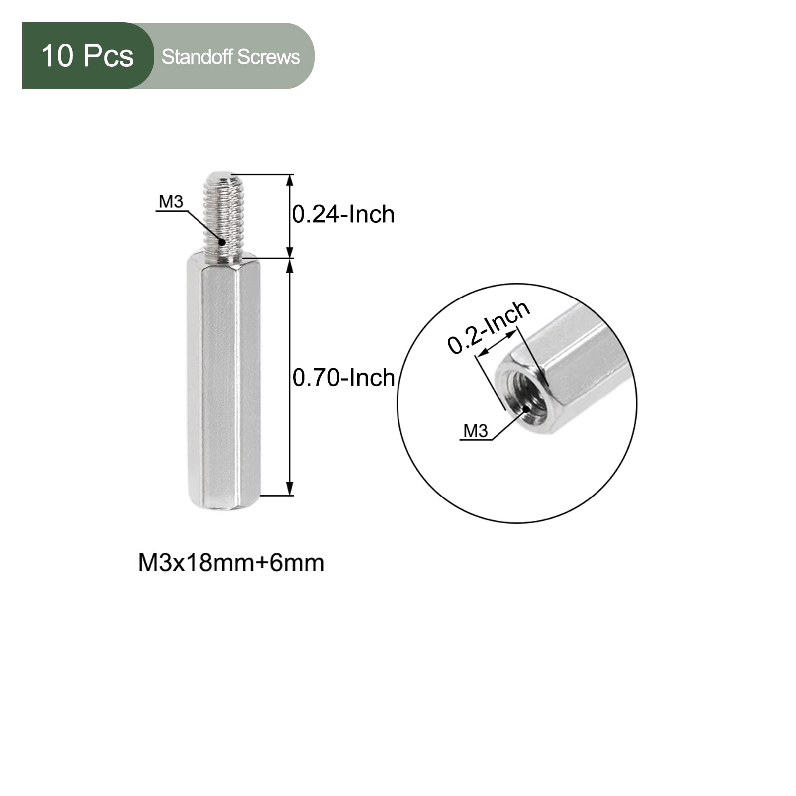 YOKIVE 10 Pcs M3 Standoff Screws, Nickel Plated Hex PCB Standoffs, Keep Height Consistent, Great for Motherboard (Silver Tone - Image 2