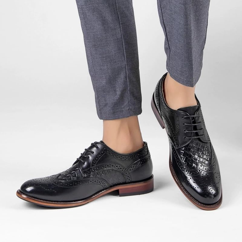 Wedding Lace-Up Formal Shoes Men Top Grain Leather Colorblock Oxford Business Office Dress Footwear Classic Style2