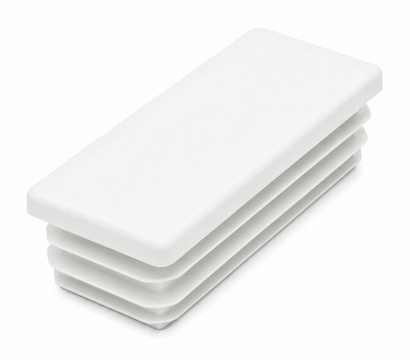 (Pack of 14) Rectangular Plastic Plugs 1-3/16" x 3-5/32" (30 x 80 mm), Matt Tube Inserts, Fence Post Caps, Pure White RAL 9010