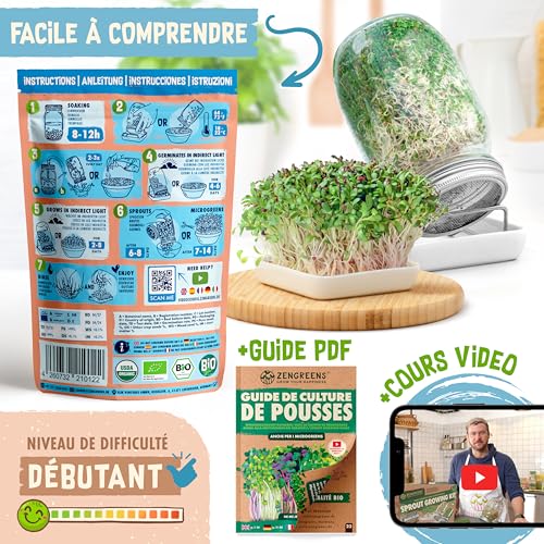 Graines de alfalfa microgreens bio luzerne à germer sachet 500g - 6