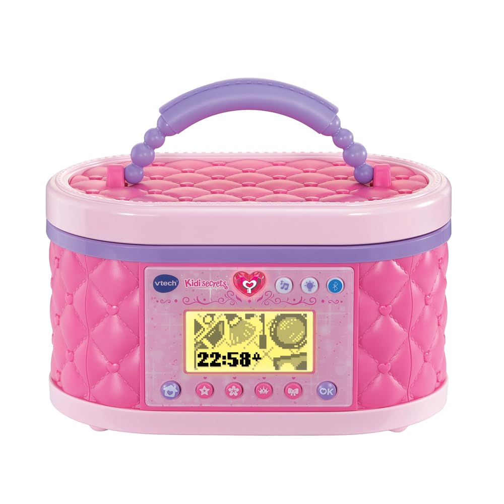 VTech - KidiSecrets Ma Mallette Beauté Magique Rose - Boîte Secrète avec Code, Miroir LED, Bluetooth, Jeux - Vanity Maquillage, Boîte à Bijoux Musicale - Cadeau Enfant Dès 5 Ans - Contenu en Français