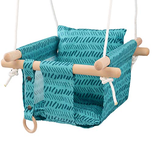 HAPPY PIE PLAY&ADVENTURE Secure Canvas Hanging Swing Seat Indoor Outdoor Hammock Toy for Toddler (Bright Green) - Thumbnail 4