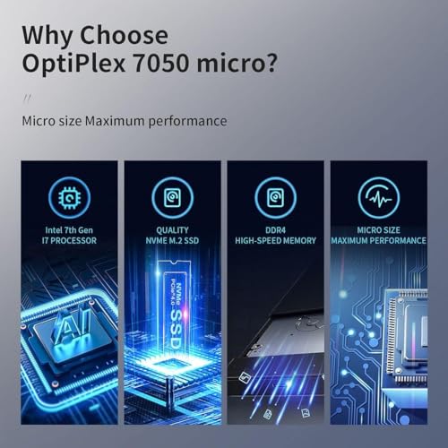 Dell Optiplex 7050 Micro Desktop PC, Intel Quad Core i7-7700T 2.90Ghz, 16GB DDR4, 256GB NVMe M.2 SSD, AX900 Wi-Fi, Bluetooth, Windows 11 Pro, Wireless Keyboard, Mouse (Renewed) - Image 5