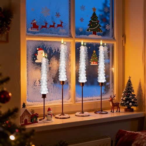 Image of GenSwin Christmas Tree Flameless Taper Candles candlesticks Remote Timer