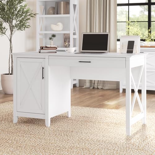 image for Bush Furniture Key West Computer Desk with Storage | Farmhouse PC Tabl